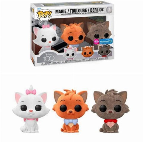 POP! Disney (100th Anniversary) - Marie, Toulouse & Berlioz (Flocked) 3-Pack (Exclusive)