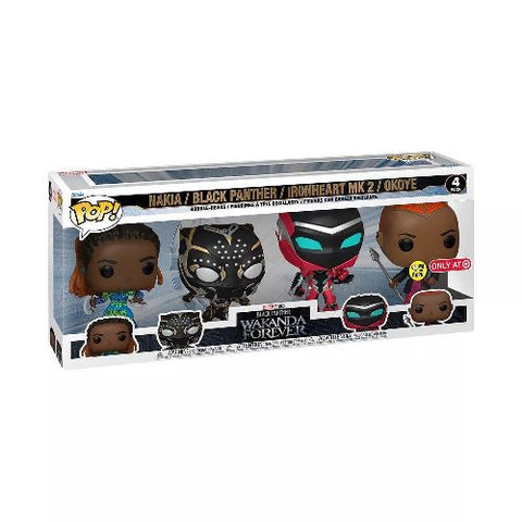 POP! Marvel Black Panther: Wakanda Forever - Nakia, Black Panther, Ironheart MK2 & Okoye (GITD) 4-Pack (Exclusive)