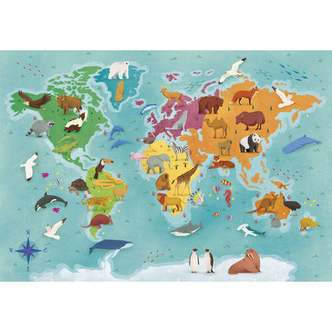 Animals in the World Exploring Maps puzzle